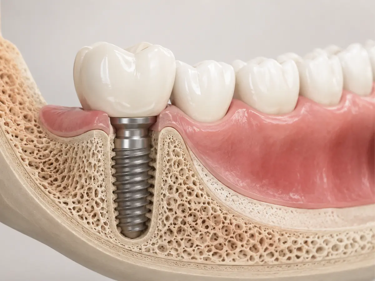 Illustration of a dental implant restoration