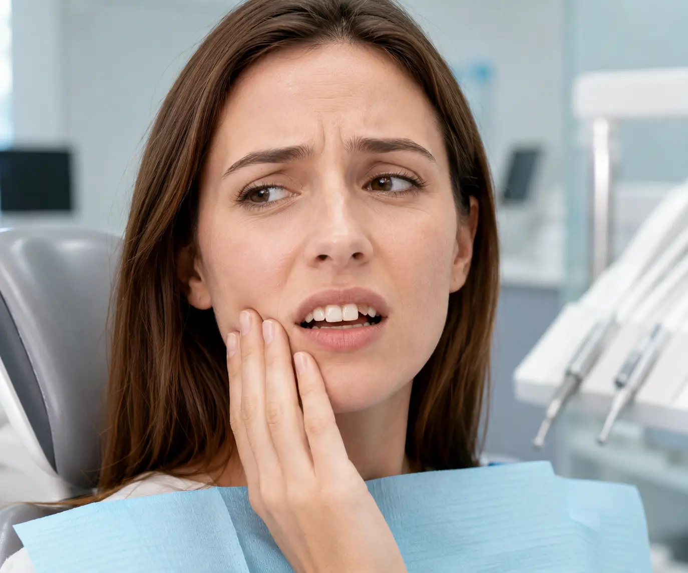 Dental abscess causing swelling and pain